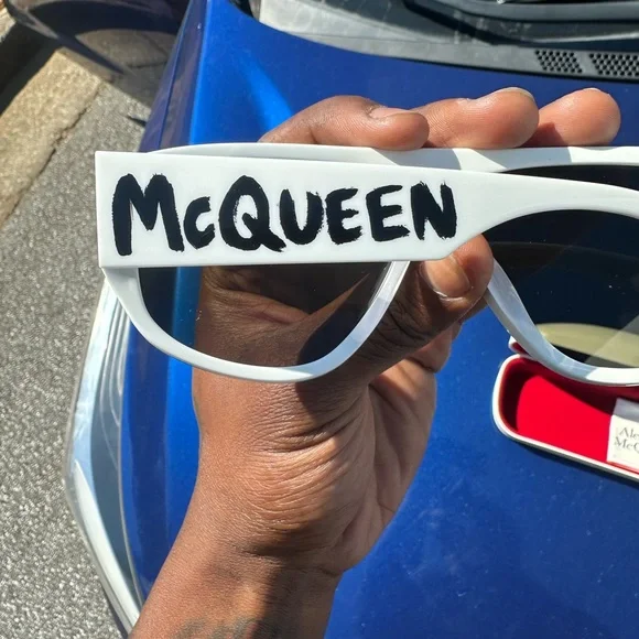 Alexander McQueen Red and White Accessory Case and glasses